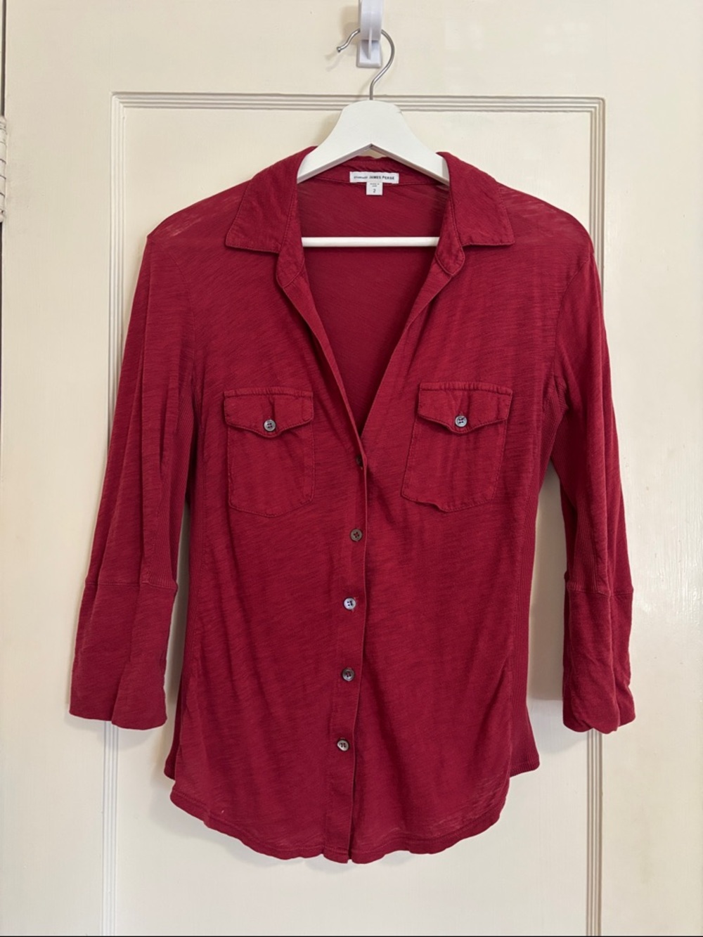 James Perse Women’s Deep Red Button-Front Shirt